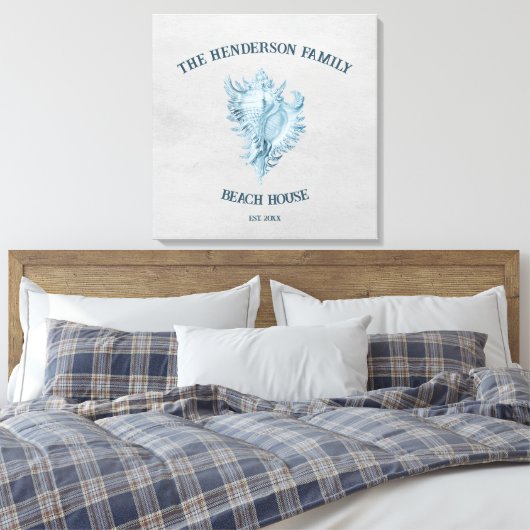 Blue Conch Shell Canvas Afdruk (Insitu (Slaapkamer))