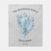 Blue Conch Shell Fleece Deken (Voorkant)