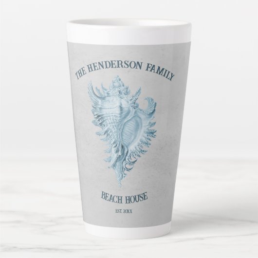 Blue Conch Shell Latte Mok (Voorkant)