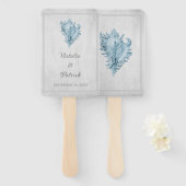 Blue Conch Shell Wedding Hand Fans Handwaaier (Voorkant en achterkant)