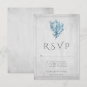 Blue Conch Shell Wedding RSVP Kaart (Voorkant / Achterkant)