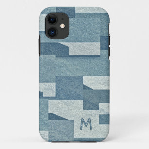 "Blue Concrete" aangepaste monogram telefoongevall iPhone 11 Hoesje