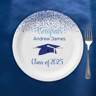 blue confetti 2025 afstuderen - Gefeliciteerd Papieren Bordje