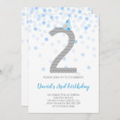 Blue Confetti Boy Party 2e verjaardag Kaart (Voorkant / Achterkant)