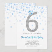 Blue Confetti Boy Party 6e verjaardag Kaart (Voorkant / Achterkant)