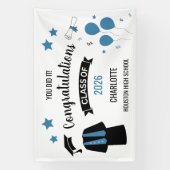 Blue Congratulations Graduation Spandoek (Verticaal)
