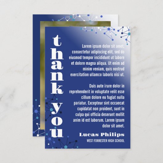 Blue Connections Foto-Afstuderen Bedankkaart (Voorkant / Achterkant)