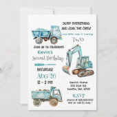 Blue Construction Trucks Boy Verjaardagsfeest Kaart (Voorkant)