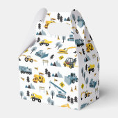 Blue Construction Trucks & Site Theme Birthday Bedankdoosjes (Achterkant)