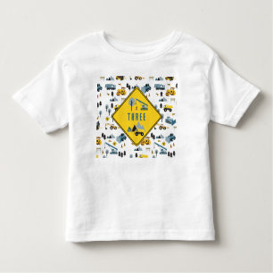 Blue Construction Trucks & Site Theme Pattern Age Kinder Shirts