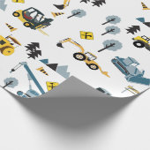 Blue Construction Trucks & Site Theme Pattern Cadeaupapier (Hoek)