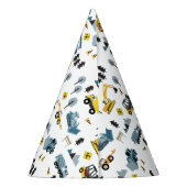 Blue Construction Trucks & Site Theme Pattern Feesthoedjes (Achterkant)