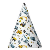 Blue Construction Trucks & Site Theme Pattern Feesthoedjes (Rechts)