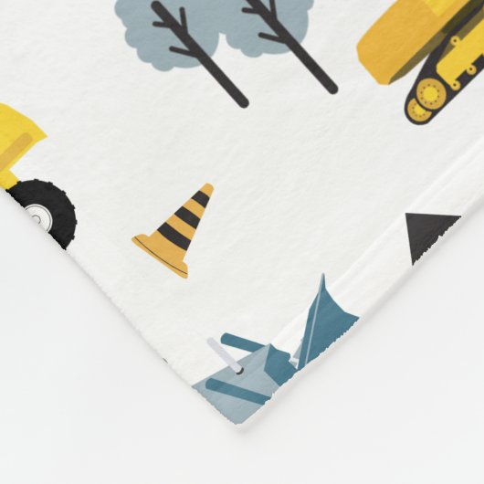 Blue Construction Trucks & Site Theme Pattern Fleece Deken (Hoek)