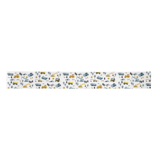 Blue Construction Trucks & Site Theme Pattern Lint (Voorkant)