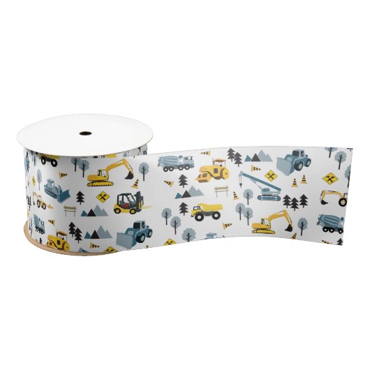 Blue Construction Trucks & Site Theme Pattern Lint (Spoel)