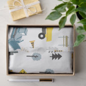 Blue Construction Trucks & Site Theme Pattern Tissuepapier (Geschenk)