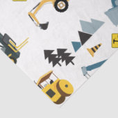 Blue Construction Trucks & Site Theme Pattern Tissuepapier (Detail)