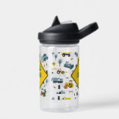 Blue Construction Trucks & Site Theme Pattern Waterfles (Links)