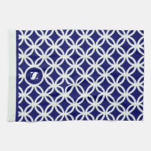 Blue Contemporary Geometric Pattern Monogram Theedoek (Horizontaal)