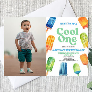 Blue Cool One Popsicle Afbeelding 1e verjaardagsfe Kaart