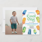 Blue Cool One Popsicle Afbeelding 1e verjaardagsfe Kaart (Voorkant)