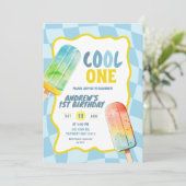 Blue Cool One Popsicle Summer Boy Verjaardag Kaart (Staand voorkant)