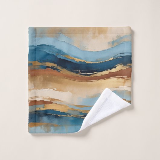 Blue copper and gold waves (Gant de toilette)
