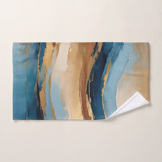 Blue copper and gold waves (Serviette à main)