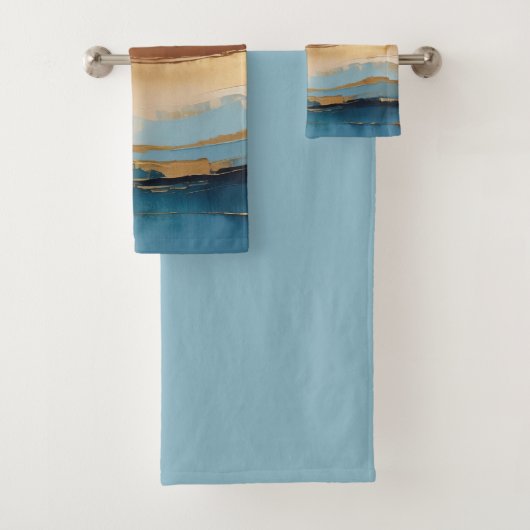 Blue copper and gold waves bad handdoek (Insitu)