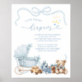 Blue Coquette Baby Carriage Late Diapers Poster (Devant)