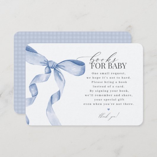 Blue Coquette Books For Baby invitation insert (Devant / Derrière)