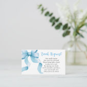 Blue Coquette Bow Baby shower Boek Verzoek Informatiekaartje (Staand voorkant)