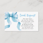 Blue Coquette Bow Baby shower Boek Verzoek Informatiekaartje (Voorkant)