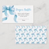 Blue Coquette Bow Baby shower Luier Raffle Informatiekaartje (Voorkant / Achterkant)