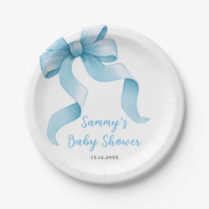 Blue Coquette Bow Baby shower Papieren Bordje