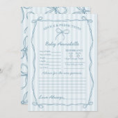 Blue Coquette Bow Conseils pour carte Baby shower (Devant / Derrière)