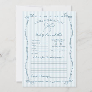 Blue Coquette Bow Conseils pour carte Baby shower