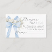 Blue Coquette Bow Diaper raffle ticket Informatiekaartje (Voorkant)