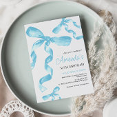 Blue Coquette Bow Invitation Anniversaire
