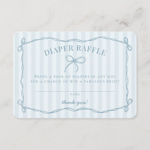 Blue Coquette Bow Pastel Baby shower Luier Raffle Informatiekaartje