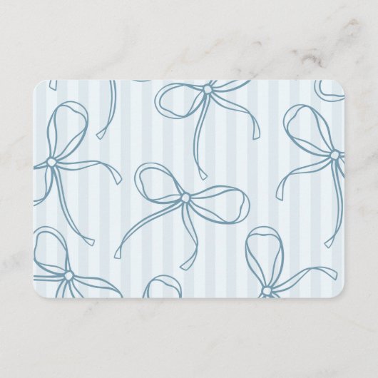 Blue Coquette Bow Pastel Détails Invitation Insert (Dos)