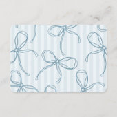 Blue Coquette Bow Pastel Details Uitnodiging Invoe Informatiekaartje (Achterkant)