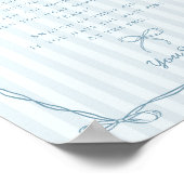 Blue Coquette Bow Pastel Dont Say Baby shower Game Poster (Hoek)