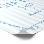 Blue Coquette Bow Pastel Kaarten en geschenken Tek Poster (Hoek)