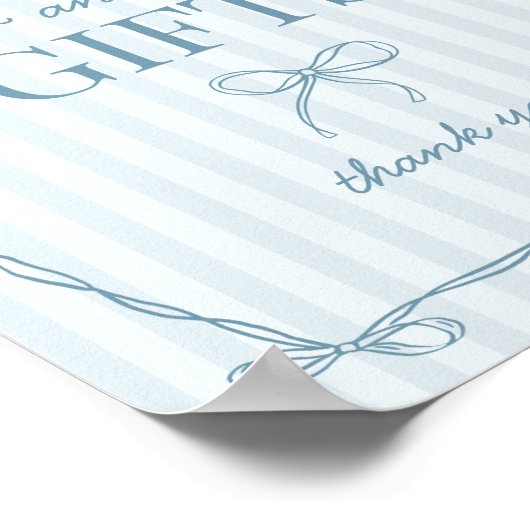 Blue Coquette Bow Pastel Kaarten en geschenken Tek Poster (Hoek)