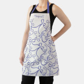 Blue Coquette Bow Pattern Aangepaste naam Schort (Insitu)