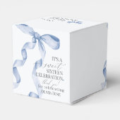 Blue Coquette Bow Sweet 16 Verjaardag Party Gift Bedankdoosjes (Achterkant)