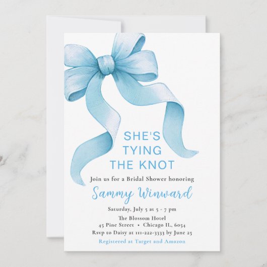 Blue Coquette Bow Vrijgezellenfeest Kaart (Voorkant)