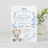 Blue Coquette Elephant Little Peanut Baby shower Kaart (Staand voorkant)